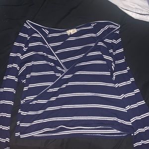 striped long sleeve crop top